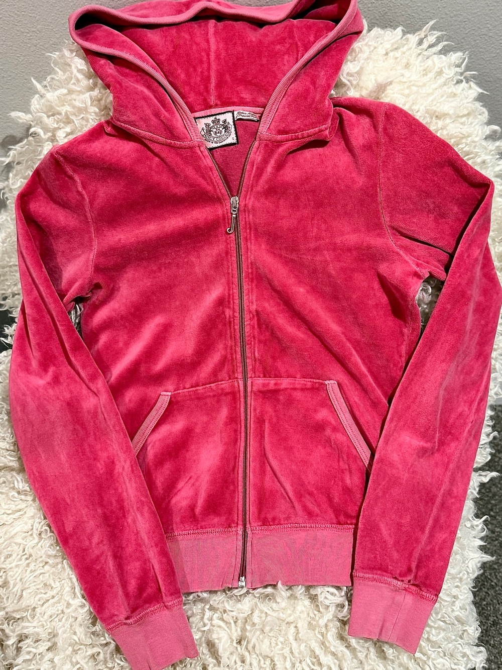 VINTAGE Juicy Couture Velour Tracksuit Set Hot Pink Butterfly Crown Y2K~Size S - Picture 7 of 16